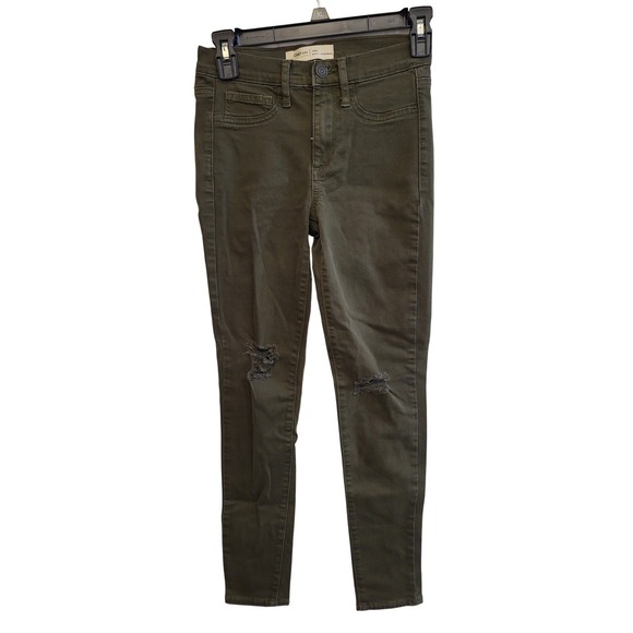 GAP Denim - Gap 1969 Easy Leggings Olive Green Distressed Skinny Pants Womens Sz: 00 Regular